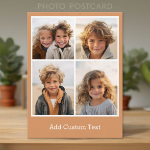 Cartão Postal Colagem de 4 fotos - você pode alterar a cor do fu