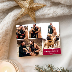 Cartão Postal Colagem de 5 Fotos Fonte Elegante Feliz Natal