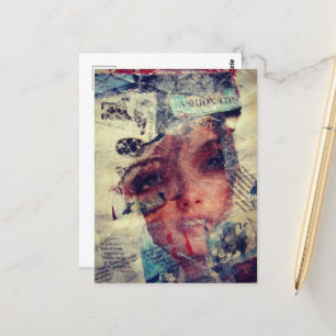 Cartão Postal Colagem de Abstrato de dicas de moda de mídia mist
