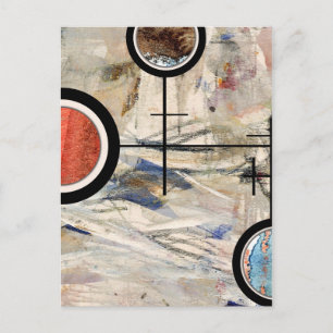 Cartão Postal Colagem de abstrato, mídia mista e aquarela 3