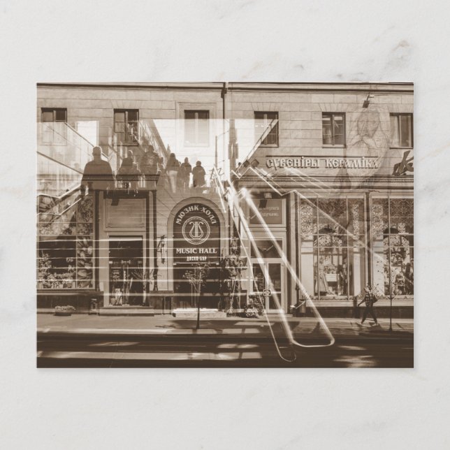 Cartão Postal Colagem de Arquitetura de Cityscape de Belarus Min (Frente)