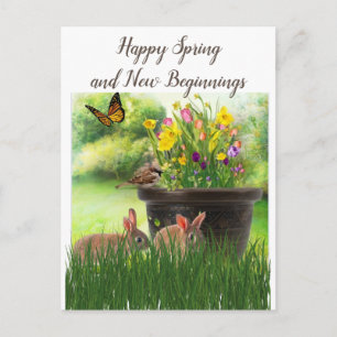 Cartão Postal Colagem de Arte de Flores Feliz Primavera / Páscoa