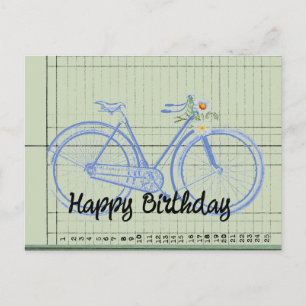 Cartão Postal Colagem de bicicleta antiga feliz aniversário