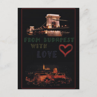 Cartão Postal Colagem de Budapeste sobre fundo negro