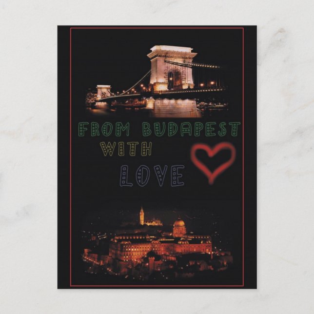 Cartão Postal Colagem de Budapeste sobre fundo negro (Frente)