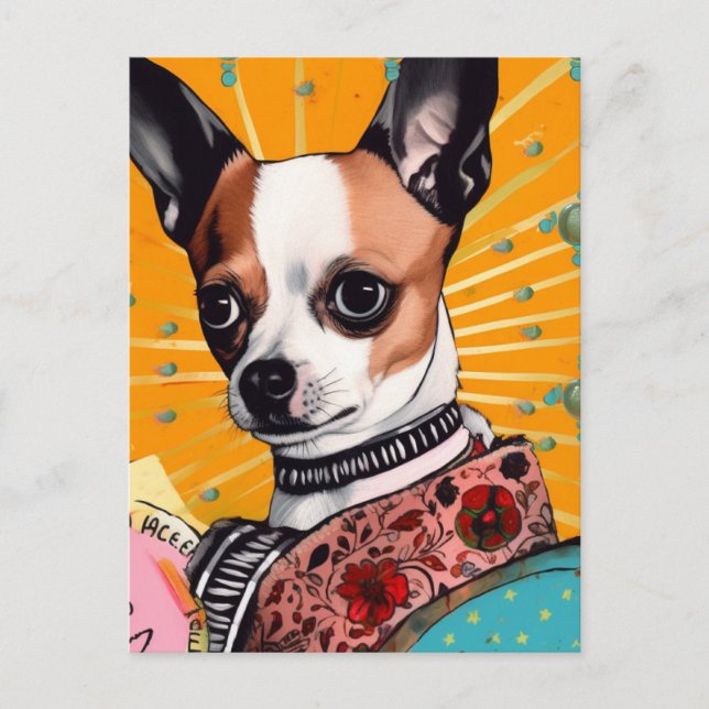 Cartão Postal Colagem de Cachorro Chihuahua (Frente)