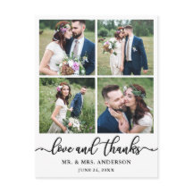 Colagem de Casamento Caligrafia 4 Fotos Agradecime