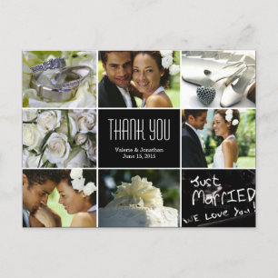 Cartão Postal Colagem de Casamento Obrigado Cartão-Postal