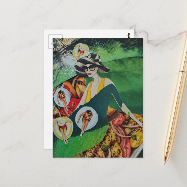 Cartão Postal Colagem de Diversão de Verão (Frente/Verso In Situ)
