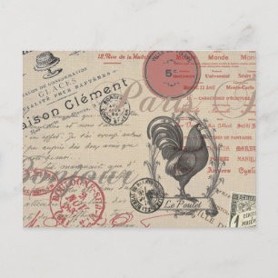 Cartão Postal Colagem de Escrita Manual Francesa