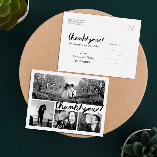 Cartão Postal Colagem de Fotografias com Escrita Manual Divertid (Criador carregado)