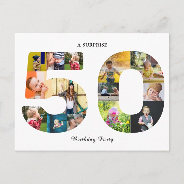 Cartão Postal Colagem de Fotografias com Festa de aniversário 50 (Frente)