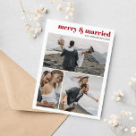 Cartão Postal Colagem de Fotografias de Recém-casados e felizes<br><div class="desc">Feliz e casado: Compartilhe seu amor com cartões postais de Natal minimalistas Celebre a estação do amor e junto com nossos cartões postais de Natal minimalistas de 'Feliz e casado'. Projetados para capturar a essência do seu primeiro Natal como um casal casado, estes cartões postais exibem não um, mas três...</div>