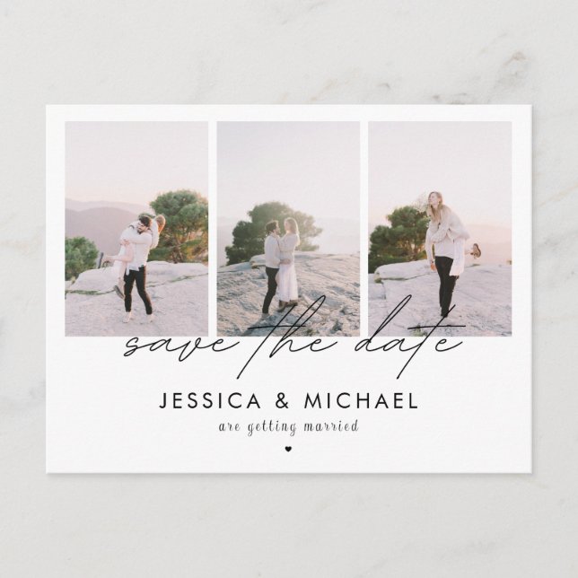 Cartão Postal Colagem De Fotografias De Script Chic Dramático 3  (Frente)