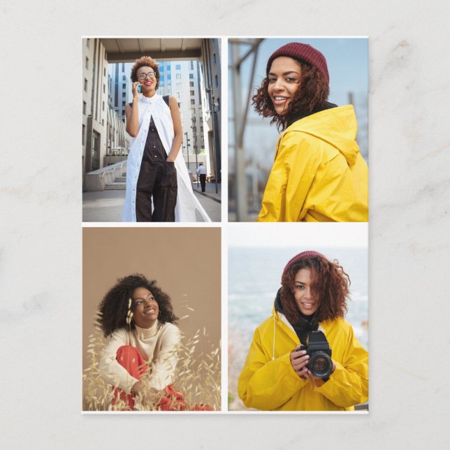 Cartão Postal Colagem de Fotografias do Design 4 (Frente)