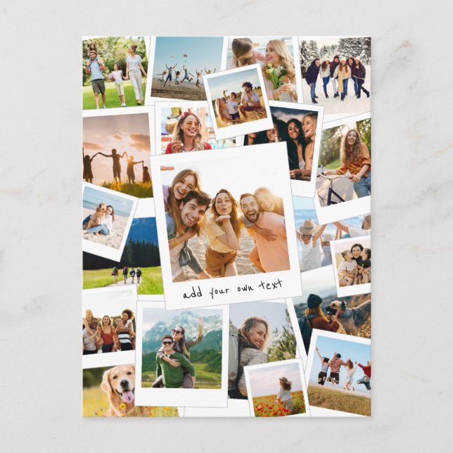 Cartão Postal Colagem de Fotografias do Scrapbook Moderno (Frente)