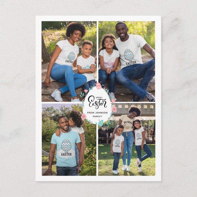 Cartão Postal Colagem de Fotografias e Ovos da Família de páscoa (Frente)