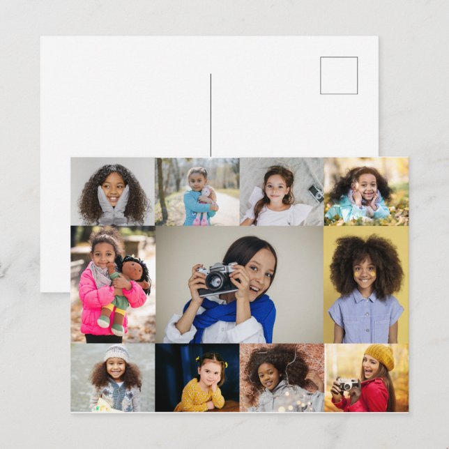 Cartão Postal Colagem de Fotos 11 design (Frente/Verso)