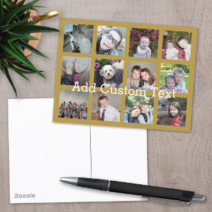 Cartão Postal Colagem de Fotos 12 Insta com Dourado Fundo