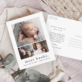 Cartão Postal Colagem de Fotos com Nome Moderno Bebê Obrigado