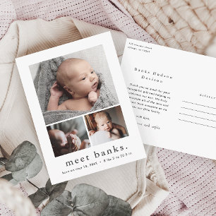 Cartão Postal Colagem de Fotos com Nome Moderno Obrigado Bebê