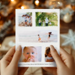 Cartão Postal Colagem de Fotos da Família Rustic Gold Foil Chris<br><div class="desc">Esta fotografia simples e elegante da família dourada-foil Merry Christmas card apresenta um lugar para você adicionar seus nomes, uma mensagem na frente e atrás em uma bela tipografia, assim como espaço para você adicionar sua própria montagem fotográfica (com espaço para cinco fotos). No verso da placa há um design...</div>