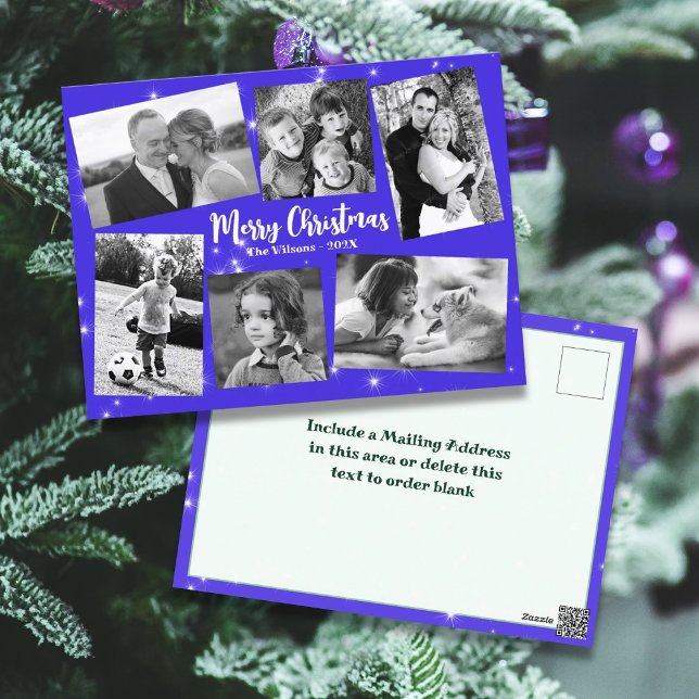 Cartão Postal Colagem de Fotos das Estrelas de Grelha Feliz Nata (Criador carregado)