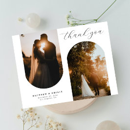 Cartão Postal Colagem de Fotos de Arco Chic Obrigado Casamento M
