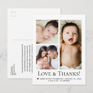 Cartão Postal Colagem de fotos de bebê Amor e Agradecimento Nasc