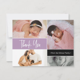 Cartão Postal Colagem de fotos de bebê menina roxo lavanda Nasci