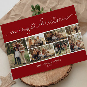 Cartão Postal Colagem de Fotos de Caligrafia Moderna Feliz Natal