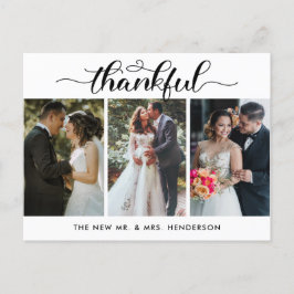 Cartão Postal Colagem de Fotos de Casamento Agradecida Obrigado