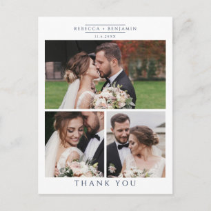 Cartão Postal Colagem de Fotos de Casamento Obrigado