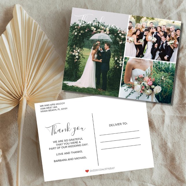 Cartão Postal Colagem de Fotos de Casamento Obrigado Cartão-Post (Criador carregado)