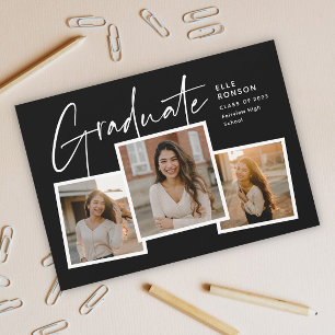 Cartão Postal Colagem de Fotos de Graduação com Letra Moderna Fo