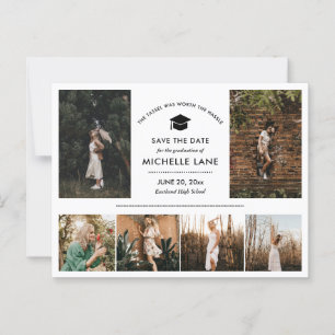 Cartão Postal Colagem de Fotos de Graduado Moderno Save The Date