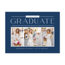 Colagem de Fotos de Tipografia Simples Azul Gradua