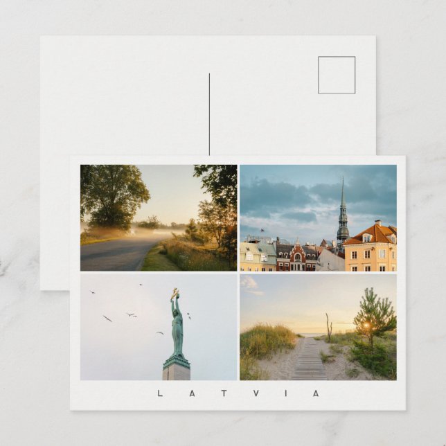 Cartão Postal Colagem de fotos de viagem de Riga e Letônia, mode (Frente/Verso)