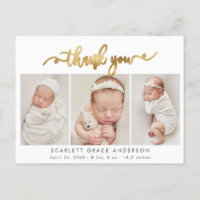 Colagem de Fotos do Bebê com Script Dourado Modern