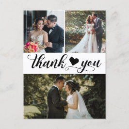 Cartão Postal Colagem de Fotos do Casamento Moderno Obrigado
