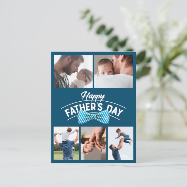 Cartão Postal Colagem de fotos do Dia de os pais 5 feliz (Em pé/Frente)