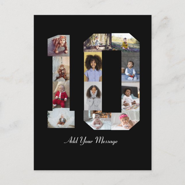Cartão Postal Colagem de Fotos do Número 10 (Frente)