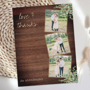 Cartão Postal Colagem de Fotos Elegantes para Agradecer Casament