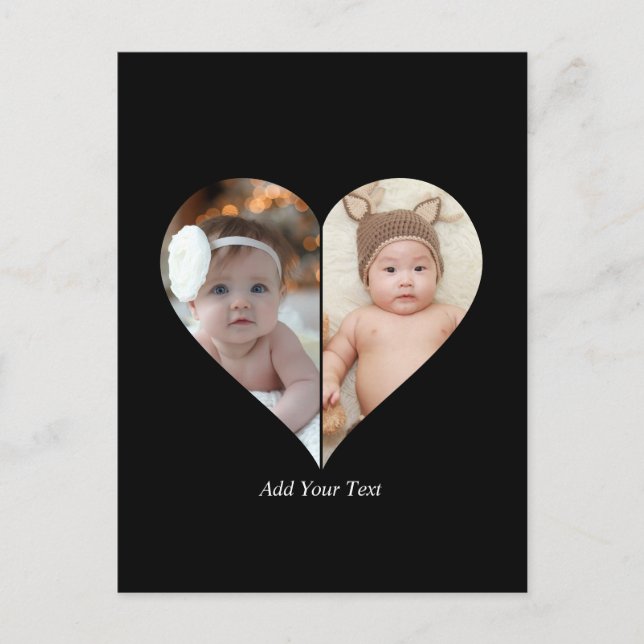 Cartão Postal Colagem de Fotos em Formato Coração 2 (Frente)