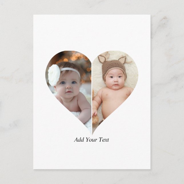Cartão Postal Colagem de Fotos em Formato Coração 2 (Frente)