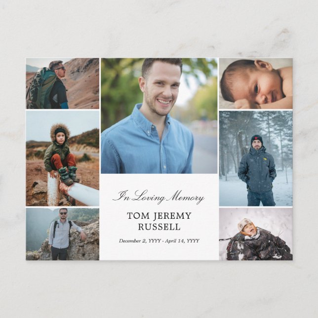 Cartão Postal Colagem de Fotos Em Memória Amorosa Anúncio de Mor (Frente)