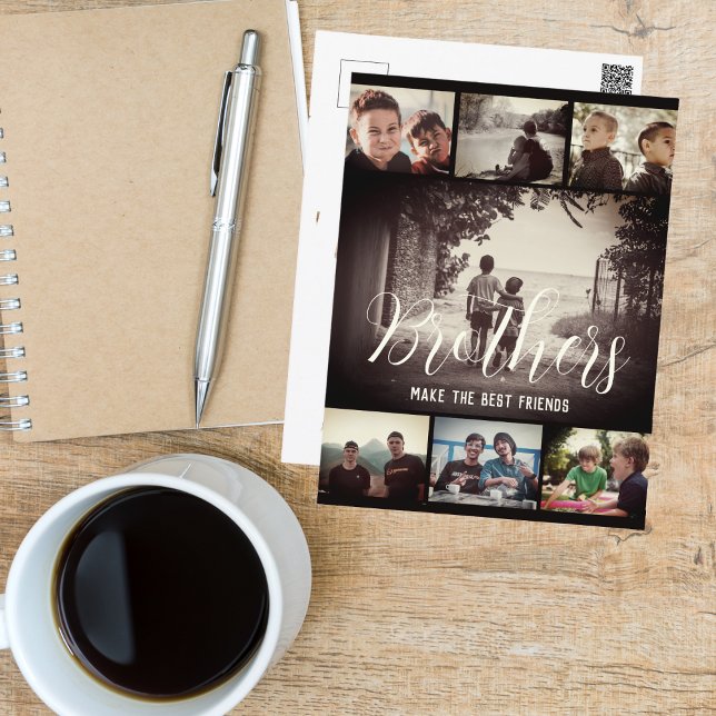 Cartão Postal Colagem de Fotos Escuras de Melhores Amigos Irmãos (Criador carregado)