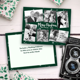 Cartão Postal Colagem de Fotos Estrelas Brilhantes Feliz Natal