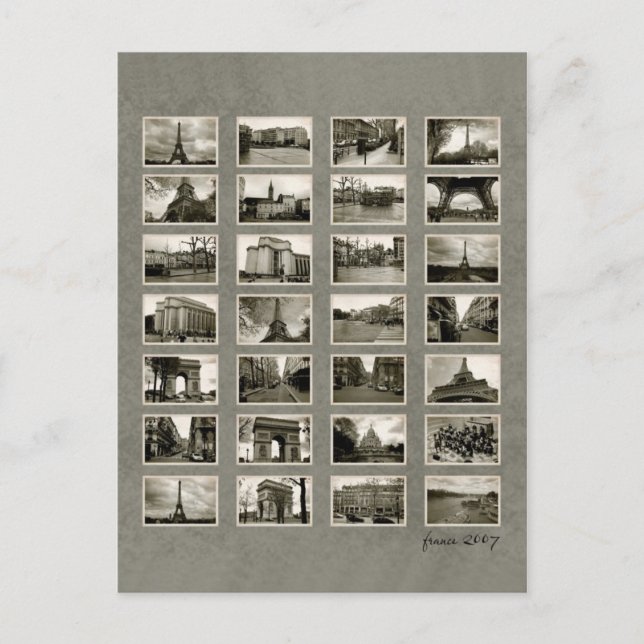 Cartão Postal Colagem de Fotos Francesa (Frente)