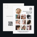 Cartão Postal Colagem de Fotos Instagram Bela Mídia Social<br><div class="desc">Hoje,  nosso instagrama se tornou o lugar para direcionar nossos clientes. Eu queria criar este modelo de cartão postal para qualquer pessoa que precise de uma grade de fotos fácil de usar com um código QR para facilmente dar a clientes e clientes potenciais.</div>